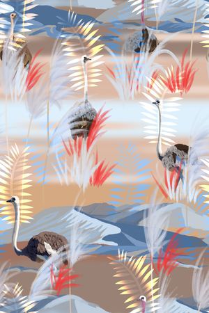 鸵鸟印花华亿平台图片