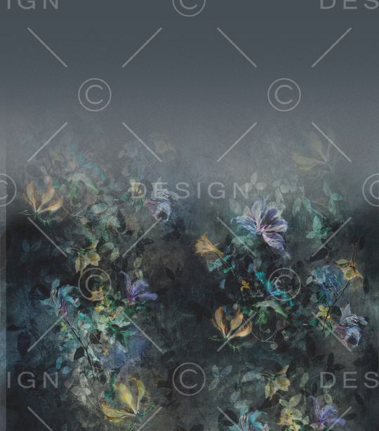 黑底花卉印花华亿平台图片