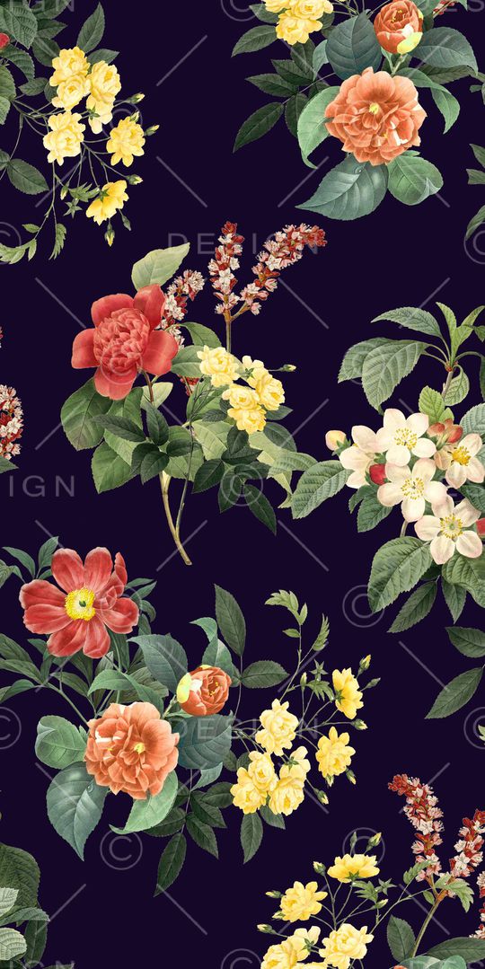 手绘花卉印花华亿平台图片