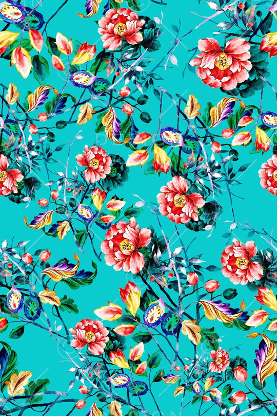 手绘花卉印花华亿平台图片