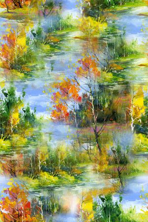 风景景观印花华亿平台图片