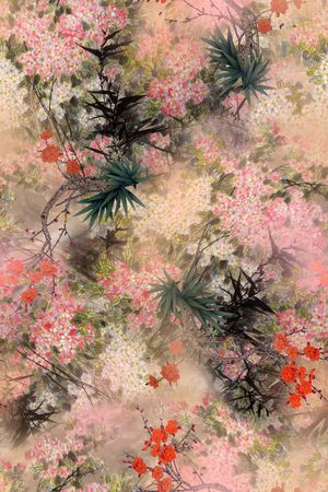 手绘花卉印花华亿平台图片