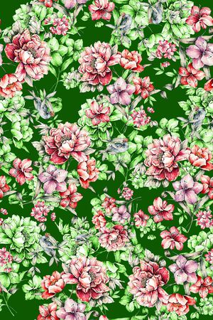 手绘花卉印花华亿平台图片