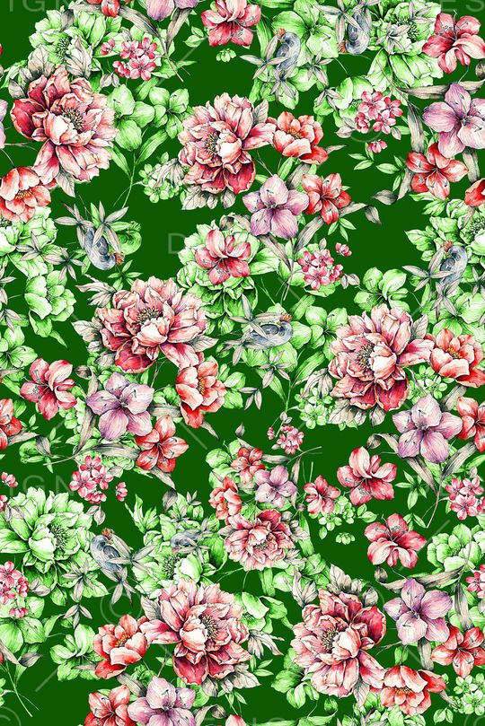 手绘花卉印花华亿平台图片