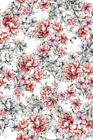 手绘花卉印花华亿平台图片