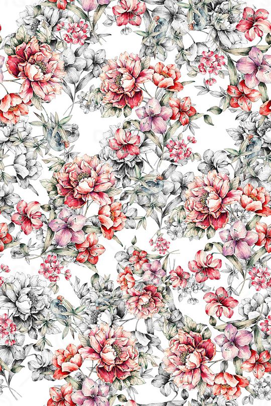 手绘花卉印花华亿平台图片