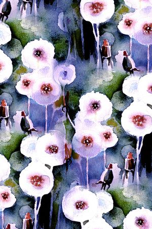 水彩花卉印花华亿平台图片