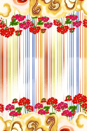 线条花卉印花华亿平台图片