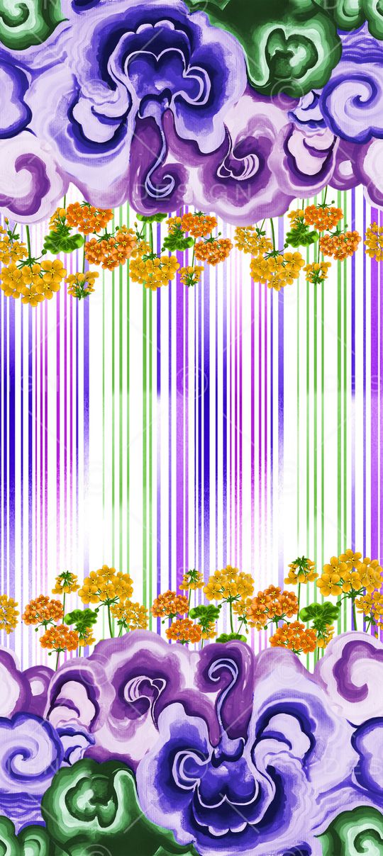 线条花卉印花华亿平台图片