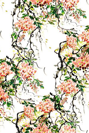 水彩花卉印花华亿平台图片