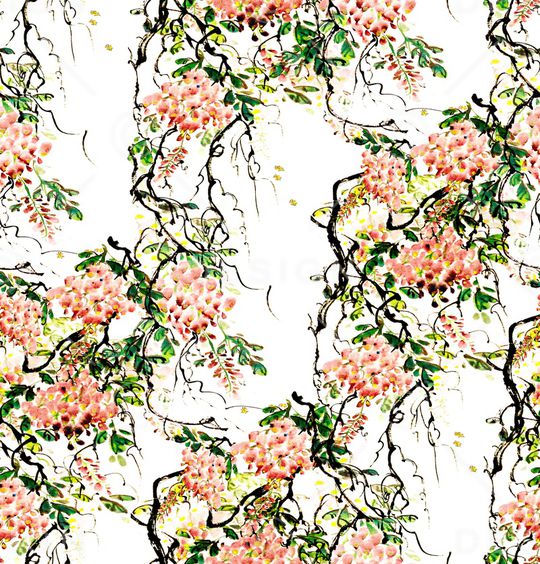 水彩花卉印花华亿平台图片