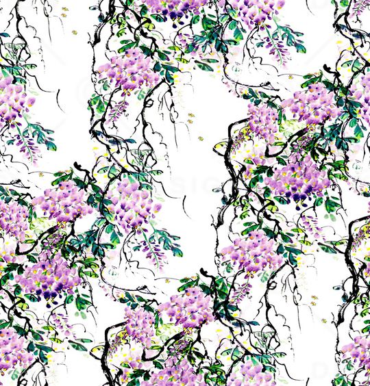 水彩花卉印花华亿平台图片