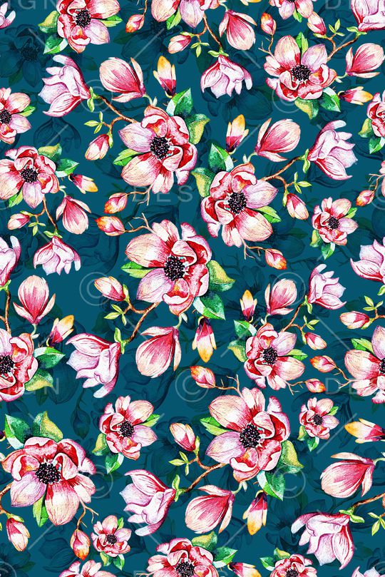 玉兰花印花华亿平台图片