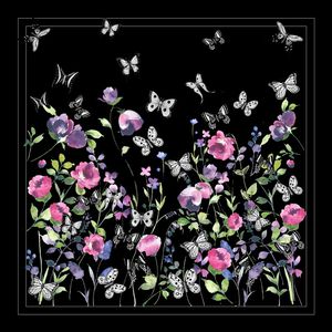 黑底花卉印花华亿平台图片