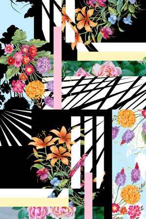 手绘花卉印花华亿平台图片