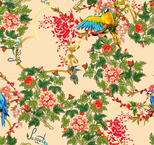 褪色花卉印花华亿平台图片