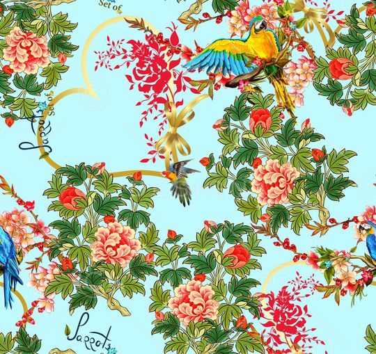 褪色花卉印花华亿平台图片