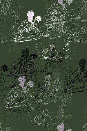 手绘线条笔触印花华亿平台图片