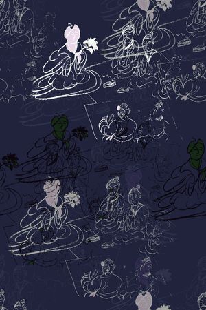 手绘线条笔触印花华亿平台图片