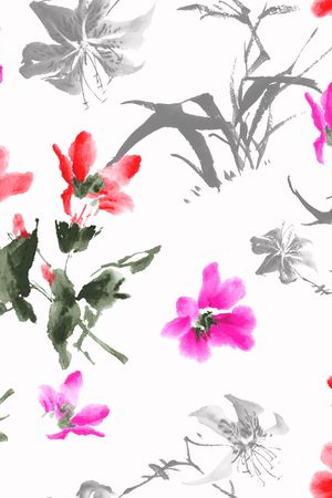 抽象花卉印花华亿平台图片