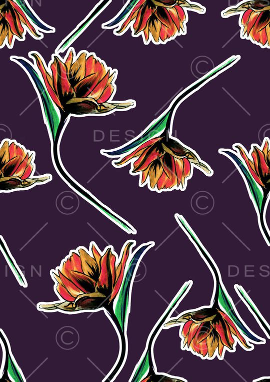 水彩花卉印花华亿平台图片