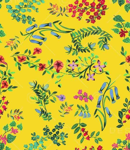 手绘花卉印花华亿平台图片