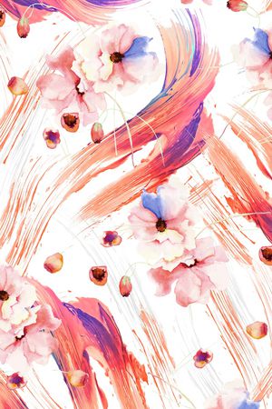 褪色花卉印花华亿平台图片