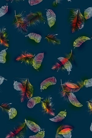 羽毛印花华亿平台图片