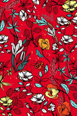 手绘花卉印花华亿平台图片