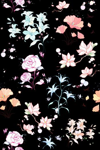 手绘花卉印花华亿平台图片