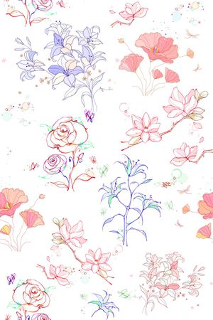 手绘花卉印花华亿平台图片