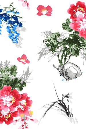 白底花印花华亿平台图片