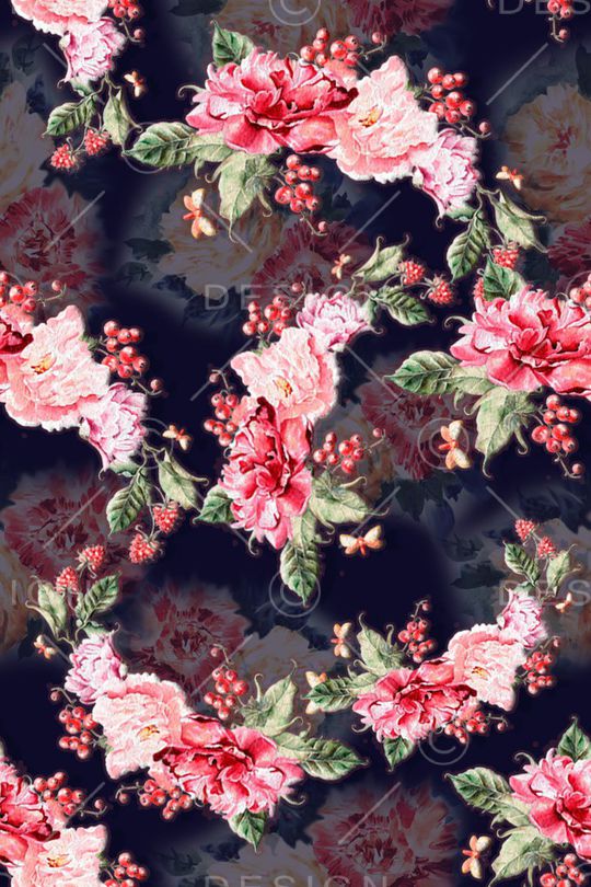 褪色花卉印花华亿平台图片