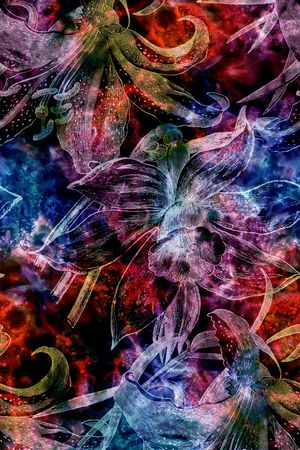 抽象花卉印花华亿平台图片