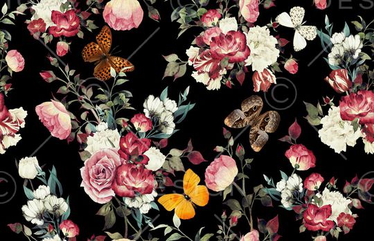 褪色花卉印花华亿平台图片