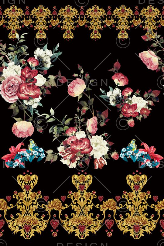 褪色花卉印花华亿平台图片