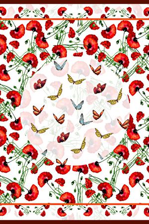 水彩花卉印花华亿平台图片