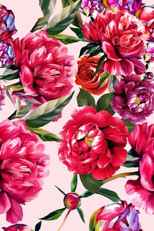 手绘花卉印花华亿平台图片