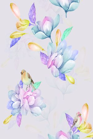 手绘花卉印花华亿平台图片