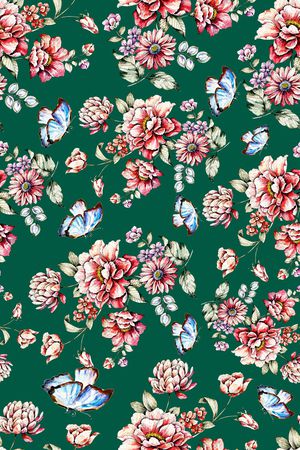 手绘花卉印花华亿平台图片