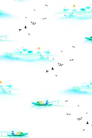 风景景观印花华亿平台图片