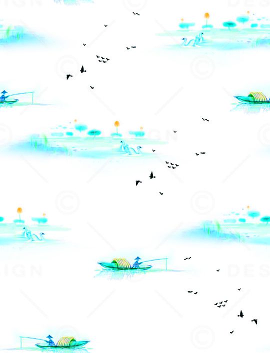 风景景观印花华亿平台图片