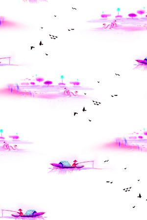 风景景观印花华亿平台图片