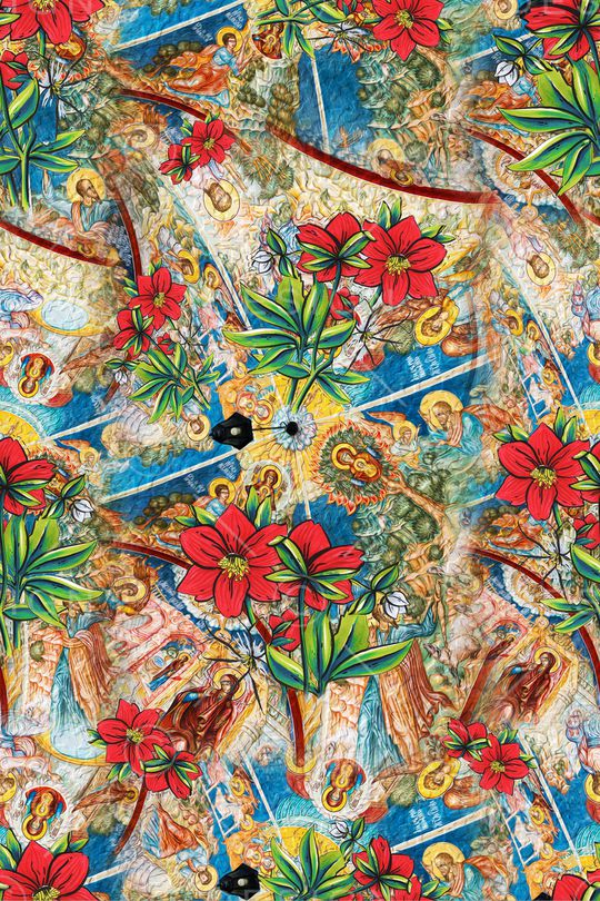 手绘花卉印花华亿平台图片