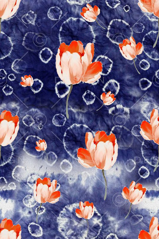 手绘花卉印花华亿平台图片