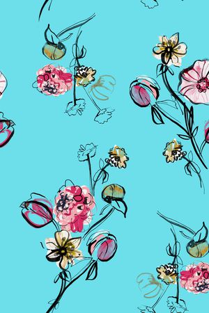 水彩花卉印花华亿平台图片