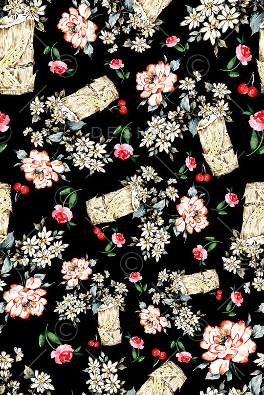 手绘花卉印花华亿平台图片