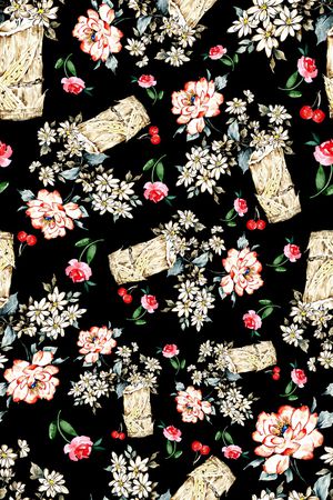 手绘花卉印花华亿平台图片