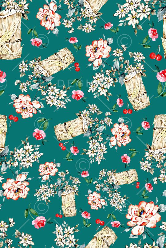 手绘花卉印花华亿平台图片