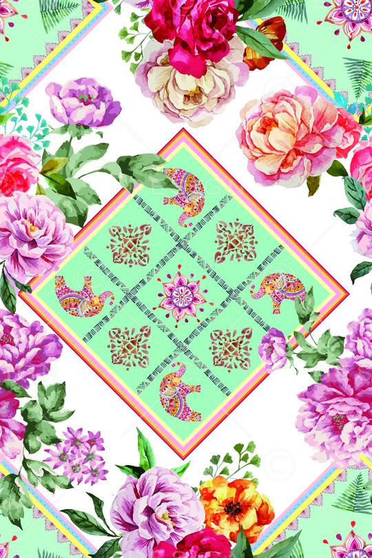 抽象花卉印花华亿平台图片